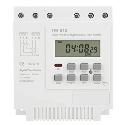 Afbeelding van TM 163 Programmeerbaar tijdrelais, 380 V/50 60 Hz, 16 A, wekelijks, relais, vermogenstimer, schakelaar, driefasig, intelligente digitale klok
