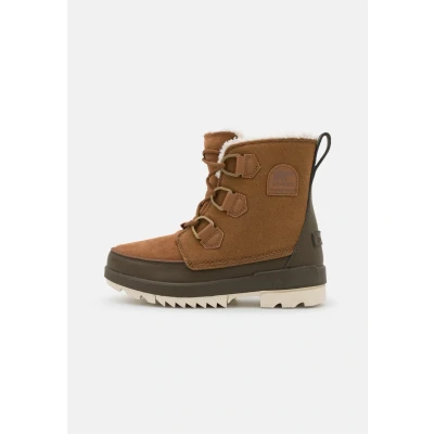 Afbeelding van Sorel Torino II Snowboots, Dames, Maat: 36, Tan/olive green Leer en textiel