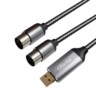 Afbeelding van Oluote MIDI naar USB interface converterkabel, 5 pins 1 in out voor piano controller, compatibel met plat toetsenbord Mac laptop, toetsenbordgereedschap (1,5 m)