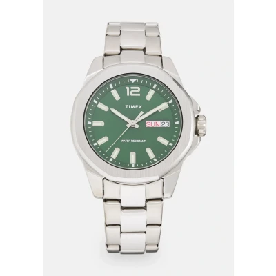 Afbeelding van Timex Essex DAY DATE Horloge silvercoloured/green, Heren, Maat: One Size, Silver coloured/green