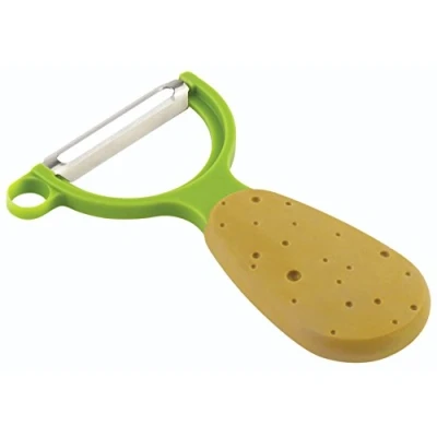 Afbeelding van KUHN RIKON Groenteschiller met recht lemmet voor groenten en aardappelen, bruin/groen