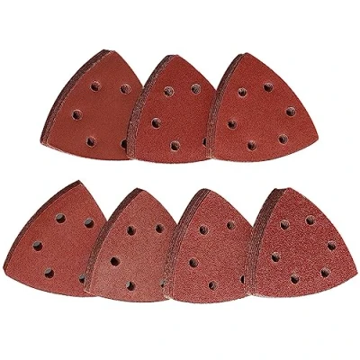 Afbeelding van STEBRUAM Driehoekige schuurpads, 70 deltaschuurbladen, zelfhechtend, met 6 gaten, driehoekig schuurpapier voor deltaschuurmachines Korrel 60 / 80 120 180 240 320 400