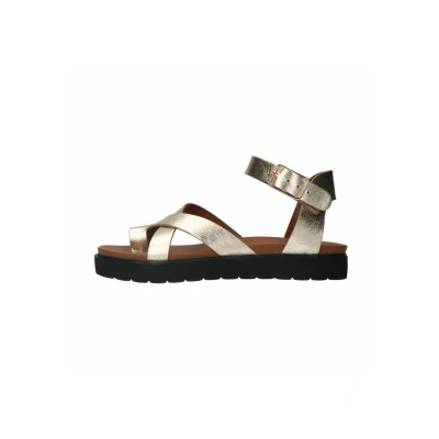 Afbeelding van Manfield Sandalen met plateauzool, Dames, Maat: 42, Gold Leer