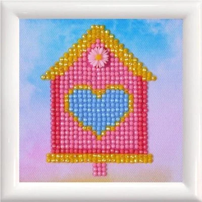 Afbeelding van Diamond Painting Volwassenen Ronde Steentjes Volledig Pakket Hobby Dotz® DD1.002F Roze huisje met lijst
