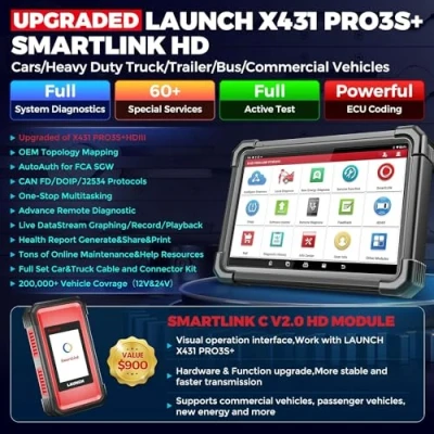 Afbeelding van LAUNCH OBD2 X431 Pro3S+ HDIII auto diagnoseapparaat, ECU codering, OE niveau, alle systeemdiagnostiek, 35 servicefuncties, diagnoseapparaat voor voertuigen