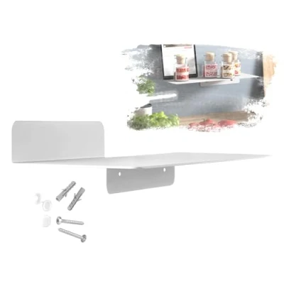 Afbeelding van SOTECH Design wandplank HOVER I 350 x 130 78 mm wit, wandhangende plank incl. bevestigingsset voor badkamer, keuken of woonkamer