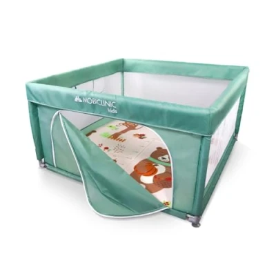 Afbeelding van Mobiclinic Happyland Box met tapijt Baby&#039;s en kinderen 125x125x67 cm Opvouwbaar Draagtas Groen