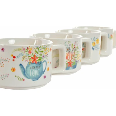 Afbeelding van Set van koffiekopjes DKD Home Decor Metaal Bamboe Dolomite (260 ml) (4 pcs)