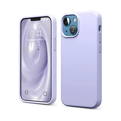 Afbeelding van elago Beschermhoes van vloeibare siliconen compatibel met iPhone 13 Mini (5,4 inch), hoes premium silicone, rondom bescherming, schokbestendige 3 structuur (paars)