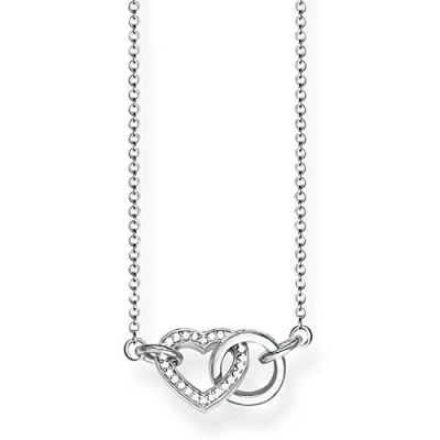Afbeelding van Thomas SABO Together HERZ Klein Ketting, Dames, Maat: 45, Silver coloured, white