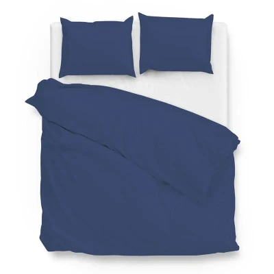 Afbeelding van Dekbedovertrek Satinado Evening Blue Lits jumeaux XL (260x200/220 cm) Katoen satijn Effen Blauw Zo!Home Ga naar