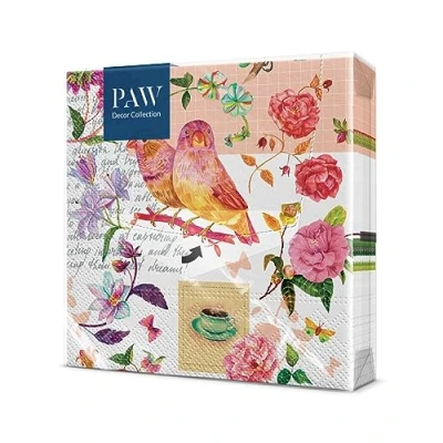 Afbeelding van PAW Decor Collection Papieren Servetten, 20 stuks, 3 laags, 33 x cm, ideaal voor open dagen, tuinfeesten, familiefeesten, Floral Poetry