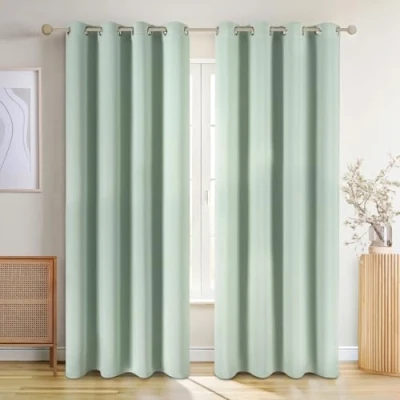 Afbeelding van Blumtal Gordijnen Verduisterend Gordijn Kant en Klaar Blackout 140 x 245 cm Zomer Groen Set van 2