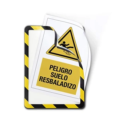 Afbeelding van Tarifold, Informatiebord, BIELLA kader visitekaart Veiligheid A4 geel/zwart zelfklevend