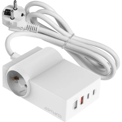 Afbeelding van 4smarts GaN 65W Fast Charge Laadstation met AC/USB/USB C Wit