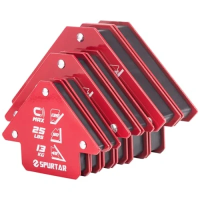 Afbeelding van Spurtar 4 x lasmagneten en klemmen 2 stuks 10,2 cm, 22,7 kg 12,7 cm 34 MIG metalen magneetpijlhouder magneet, werkplaatslasuitrusting, lasmagneet