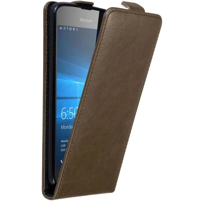 Afbeelding van Cadorabo Hoesje geschikt voor Nokia Lumia 650 in KOFFIE BRUIN Beschermhoes flip design Case Cover met magnetische sluiting