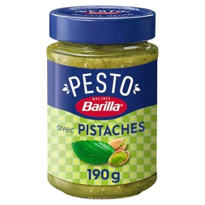 Afbeelding van Barilla Pesto Basilico e Pistacchio met basilicum en pistachenoten van duurzame teelt, 190 g, glutenvrije Italiaanse saus