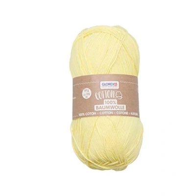 Afbeelding van Glorex 5 1004 01 100% katoen veelzijdig voor breien, haken en knutselen, zeer goede kwaliteit, zacht wasbaar, 50 g, ca. 170 m, geel
