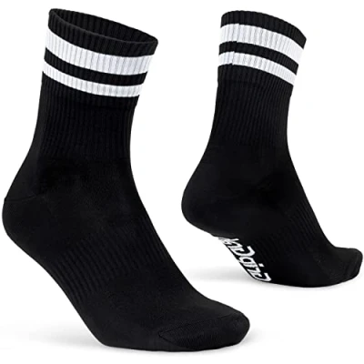 Afbeelding van GripGrab Original Stripes Crew Zomer Fietssokken Gestreepte Retro Wielersport Sokken Coolmax Unisex Zwart Maat S (38 41)