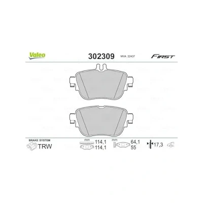 Afbeelding van VALEO 302309 Remblokkenset Achteras Excl. slijtage waarschuwingscontact Met anti kreukplaat MERCEDES BENZ: E Class Saloon, T modell