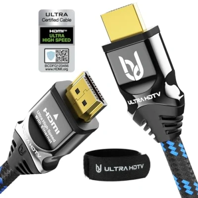 Afbeelding van Ultra HDTV 8K HDMI kabel, 1 m (48 Gbps) High Speed 2.1 kabel voor @60Hz en 4K @120Hz, premium certificaat