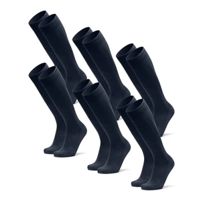 Afbeelding van DANISH ENDURANCE Hoge sokken van ultrazachte bamboevezel, hoog, heren en dames, 3 stuks, Marineblauw set 6, 35 38