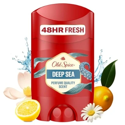 Image de Old Spice Deep Sea Déodorant en stick pour homme 50 ml Fraîcheur 24/7 à usage quotidien Parfum longue durée de qualité Protection contre les odeurs Sans sels d&#039;aluminium Invisible