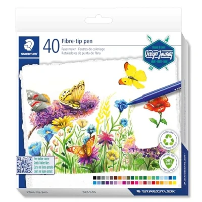 Afbeelding van STAEDTLER triplus color 323 C40 C driehoekige viltstiften, drukbestendige punt, lijnbreedte 1 mm, kindvriendelijk, kartonnen etui met 40 stuks van gerecycled kunststof,