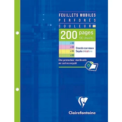 Image de Feuillets Mobiles Sous Etui 17x22 200 pages (50x4 Couleurs.Assorties) Séyès