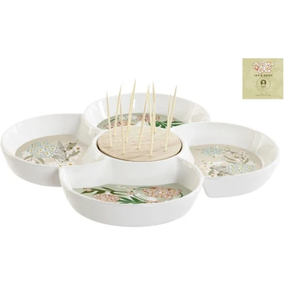 Afbeelding van Snackdienblad DKD Home Decor Groen 22 x 3 cm Keramiek