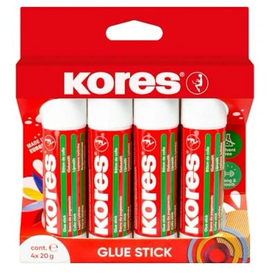 Afbeelding van Kores Lijmstift, sterke hechting, veilig en niet giftig voor handwerk, school kantoorbenodigdheden, 4 x 20 g