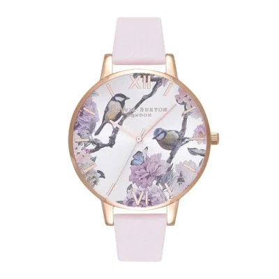 Afbeelding van Olivia Burton Pretty Blossom Dames Analoog Quartz Horloge met Leren Band