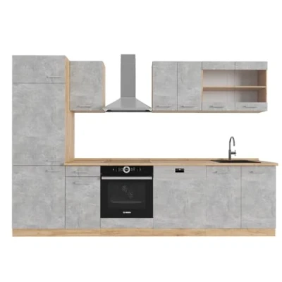 Afbeelding van Vicco Complete keukeneenheid R Line, Beton/gouden eik, 300 cm , WB Eik