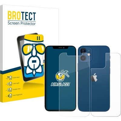 Afbeelding van BROTECT Screenprotector voor Apple iPhone 12 / Pro (Voorkant + Achterkant) Folie Beschermfolie Beschermglas transparant