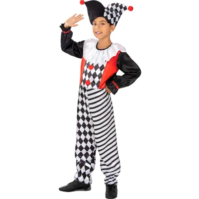 Afbeelding van Funidelia Harlekijnkostuum voor jongens Clowns, Circus, Originele en Leuke Kostuum kinderen Accessoire verkleedkleding rekwisieten Halloween, carnaval &amp; feesten Maat 97 104 cm Zwart