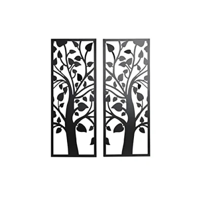 Afbeelding van Wanddecoratie DKD Home Decor (2 Onderdelen) Boomstructuur Metaal Shabby Chic (35 x 1,3 91 cm)