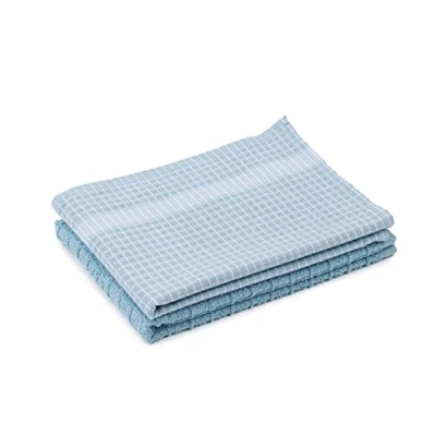 Afbeelding van Amago Theedoeken van jacquard, 50 x 70 cm, aqua/wit, 2 stuks