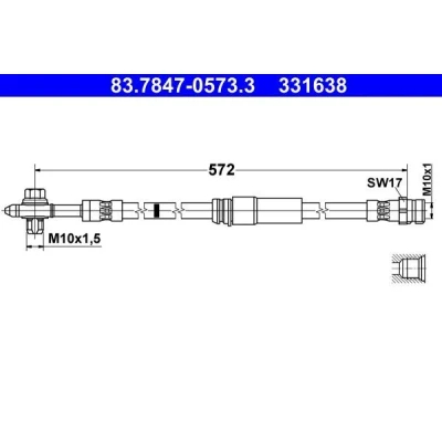 Afbeelding van ATE 83.7847 0573.3 Remslang 572mm M10x1mm