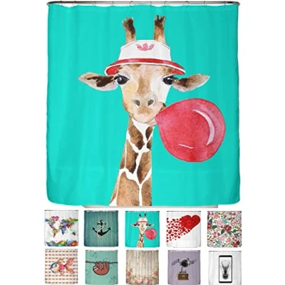 Afbeelding van douchegordijn, antischimmel, 180 x 200 cm, inclusief 12 kleurrijke douchegordijnringen, e book, antikleefeffect, waterdicht en wasbaar, 100% polyester., cm