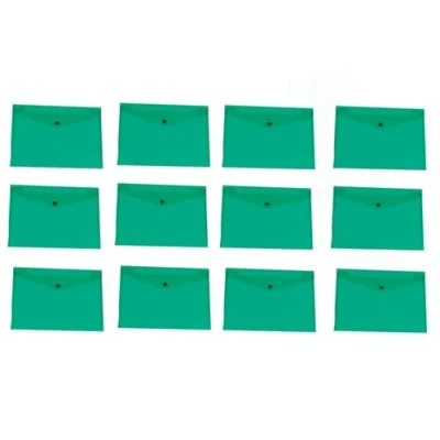 Afbeelding van Q CONNECT documentenmap, A4, transparante PP, drukknopsluiting, groen 12 stuks