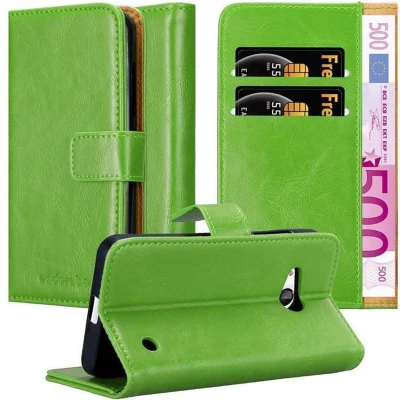 Afbeelding van Cadorabo Hoesje geschikt voor Nokia Lumia 550 in GRAS GROEN Beschermhoes met magnetische sluiting, standfunctie en kaartvakje Book Case Cover Etui