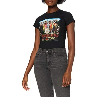 Afbeelding van The Beatles Sgt Pepper Dames T shirt XL Zwart