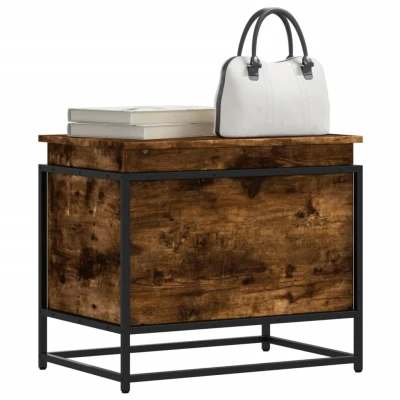 Afbeelding van vidaXL Opbergbox met deksel 60x40x51,5 cm bewerkt hout gerookt eiken