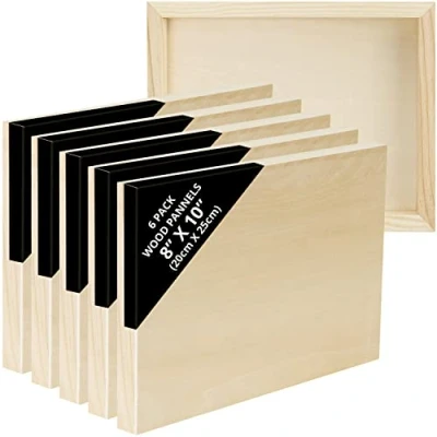 Afbeelding van Belle Vous Blanco schilderdoek van ruw hout (6 stuks) 20 x 25 cm canvas schilderij natuurlijk lindehout onbehandelde houten plank voor encaustische kunst, schilderen en handwerk