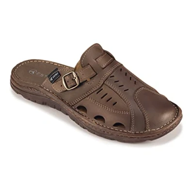 Afbeelding van ESTRO sandalen voor heren, leer, zomer, met antislipzool, S4, Bruin