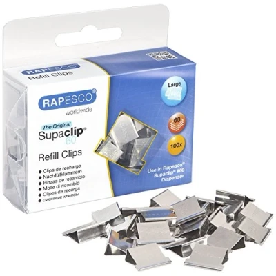 Afbeelding van Rapesco CP10060S Supaclip 60 navulklemmen van roestvrij staal, 100 stuks