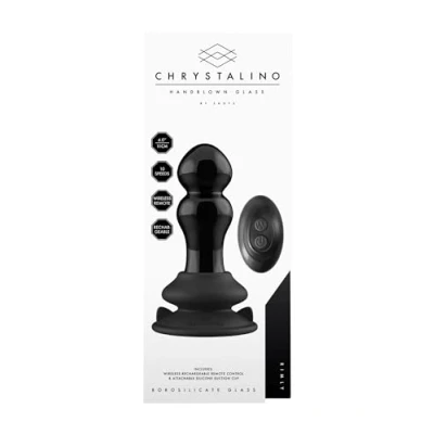 Afbeelding van Rimly Glass Vibrator With Suction Cup and Remote Rechargeable 10 Speed Black