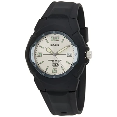 Afbeelding van Casio MW600F 7AV herenhorloge, kwarts, hars, zwart, zilveren wijzerplaat, Zwart/Zilver, riem, riem