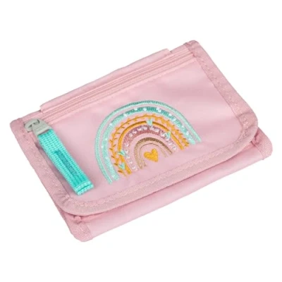 Afbeelding van Baagl Nektasje voor kinderen, portemonnee jongens, mini portemonnee, regenboogroze, modern, Regenboog Roze, Modern